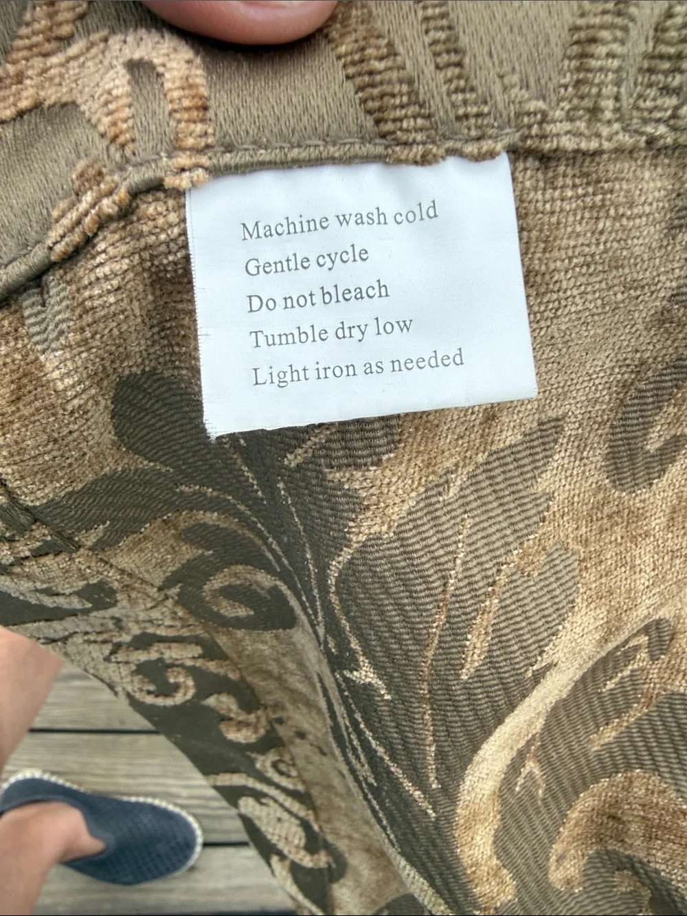 Neutral Scroll Jacquard Curtain Panel in Taupe and Champagne 2 panels included